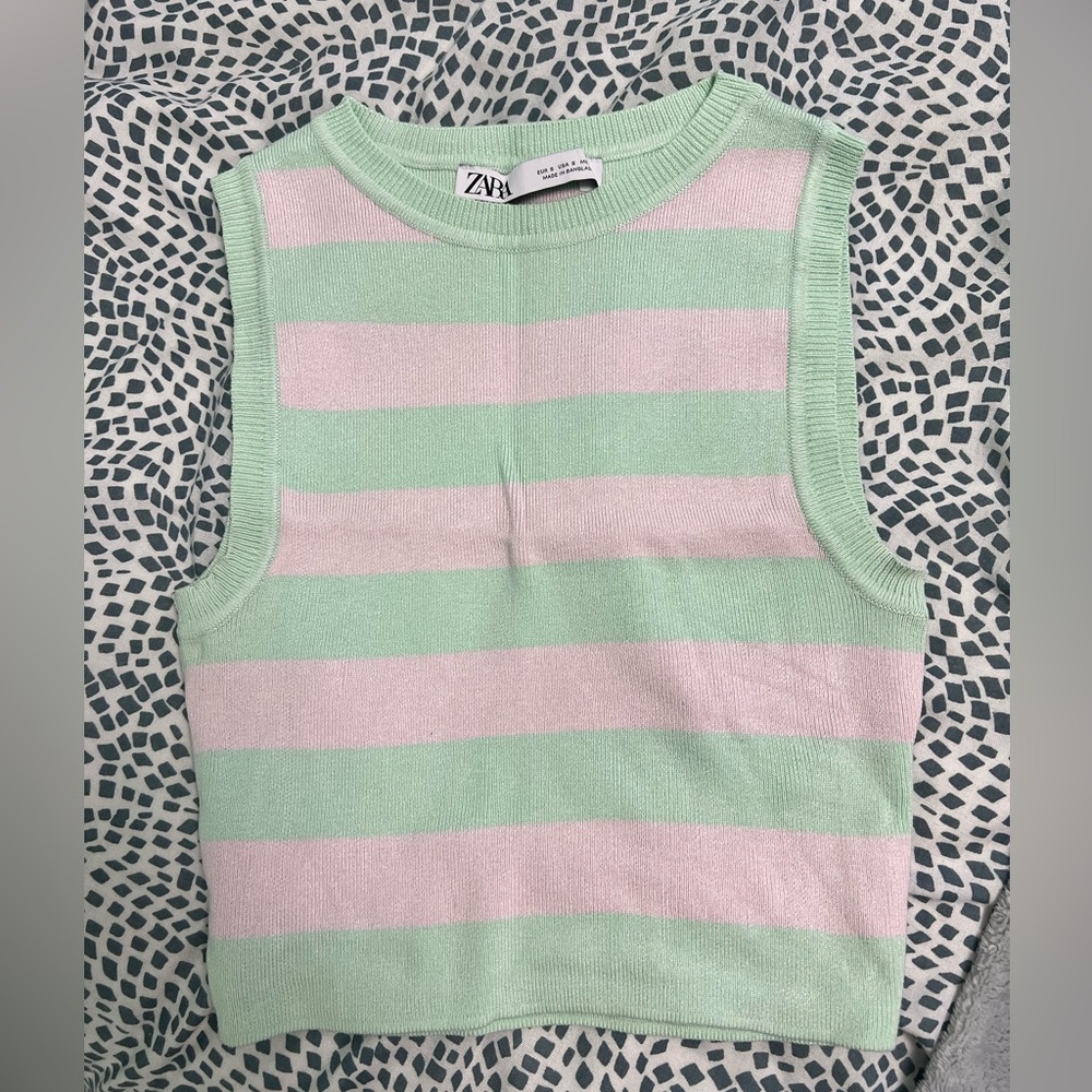 Zara Pastel Striped Knit Tank Top